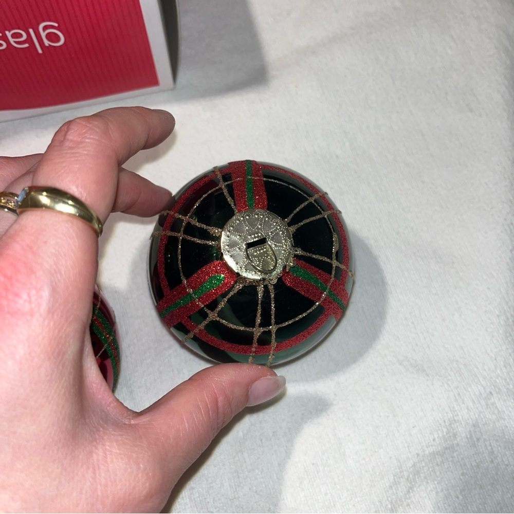 Vintage Festive Red and Green plaid Holiday Ornaments - Picture 9 of 10
